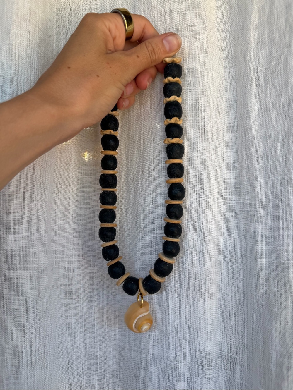 African beaded necklace with shell